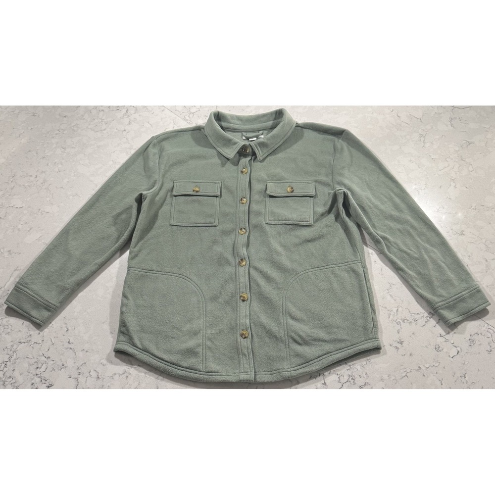 O'Neill Collins Solid Superfleece Shirt Jacket Womens Large Sage Green Shacket